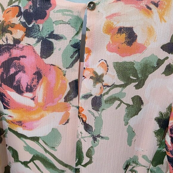 Charles Henry Pink Floral Cold Shoulder Dress Size M Double Lined Made in USA - Picture 7 of 8